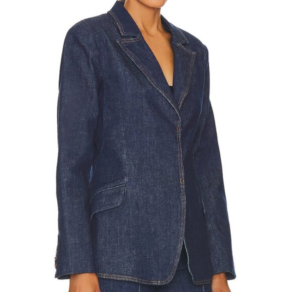 SIMKHAI ! Jasper Cinched-Waist Denim Blazer Jacket in Imperial ( US/2) - Picture 1 of 12